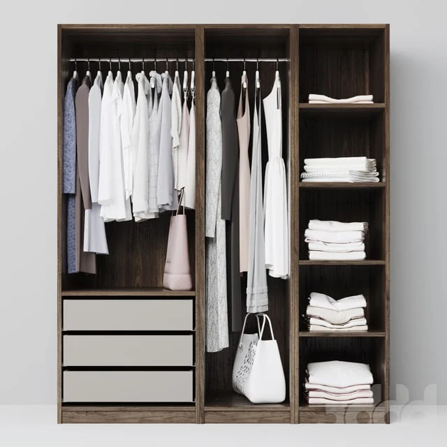 wardrobe with clothes